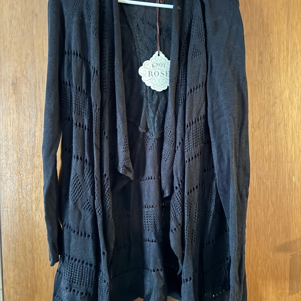 Knox Rose Women's Black Open-Front Cardigan